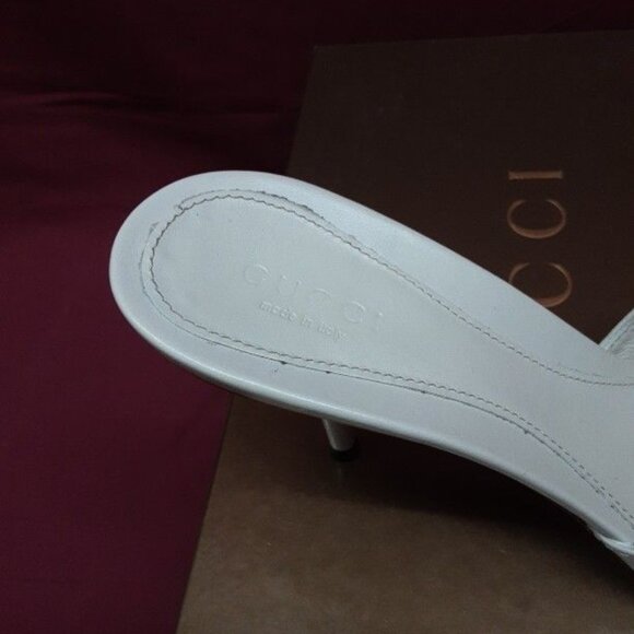 Gucci Guccissima GG Horsebit Open Toe Mules Slides Heels Stilettos 36.5 6.5 - Picture 7 of 11